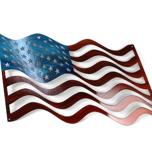 Waving Flag Metal Stainless Steel Sign 25 Inches Wide