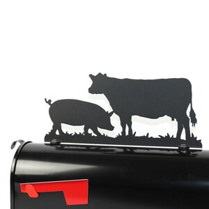 Cow and Pig Metal Mailbox Topper 6.75 Inches Tall - Does Not Include a Mailbox