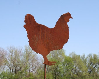 Chicken or Hen Garden Stake Sign 21 Inches Tall