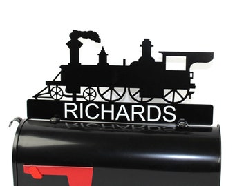 Personalized Custom Train Engine Metal Powder Coated Mailbox Topper 18 Inches Wide