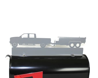 Pickup and Dump Trailer Personalized Metal Mailbox Topper 19 Inches Wide - Does Not Include a Mailbox