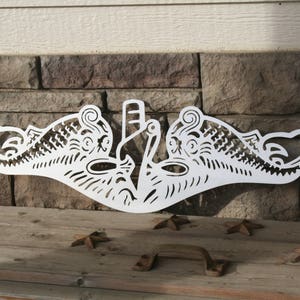US Navy Submarine Dolphins Wall Art: Stainless Steel, 25 Inch - Official Licensed Seller