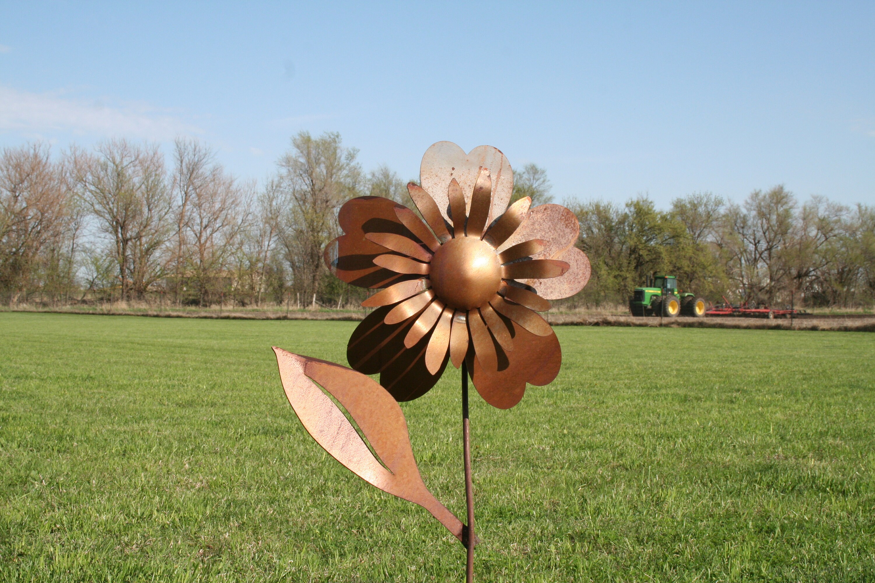 Large Metal Sunflower, Metal Flower Stake, garden flowers, Flower
