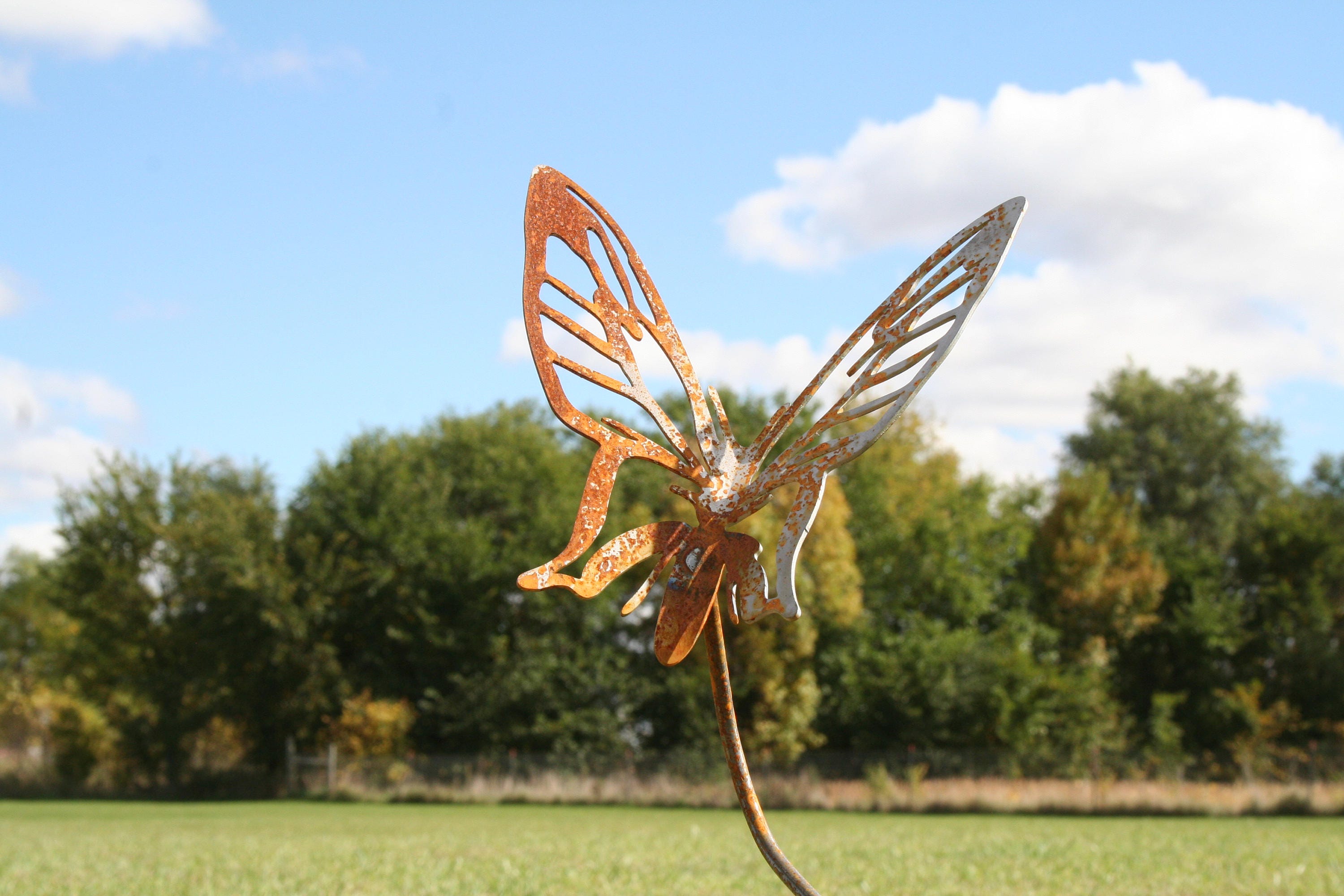 Rusty Butterfly Steel Garden Stake 22 Inches Tall