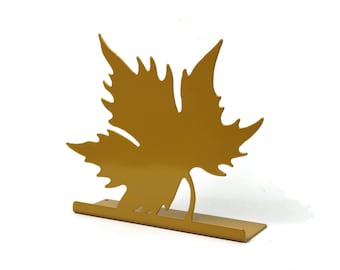 Autumn Maple Leaf Tabletop Metal Home Décor 7.75 Inches Wide