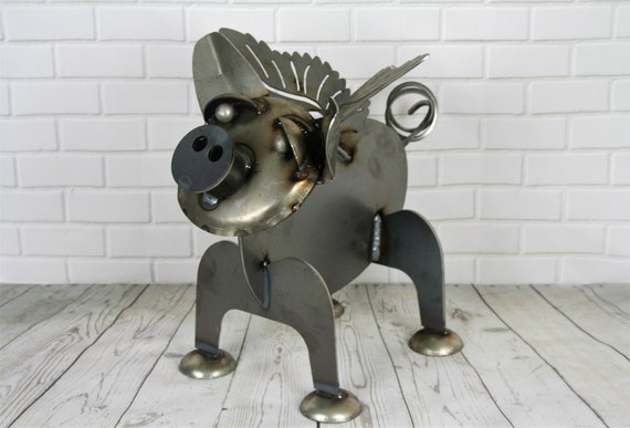 Flying Pig Metal Garden Stakes Decor, Decorative Jamaica