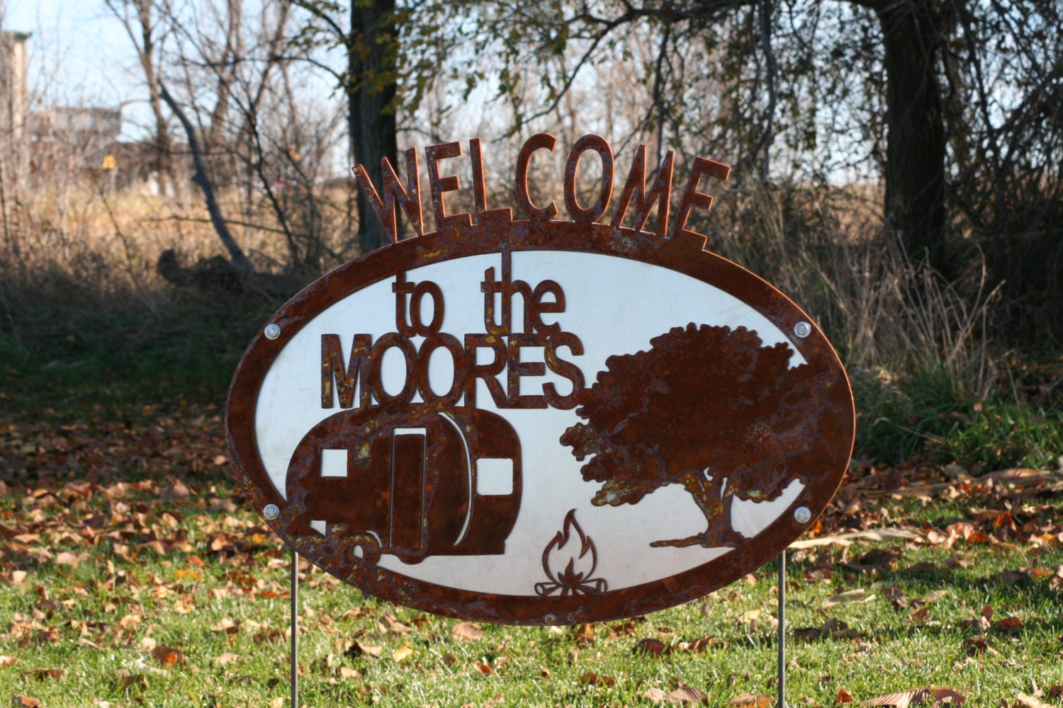 Portable Customized Camping Sign, Custom Camper Sign, Metal Camping