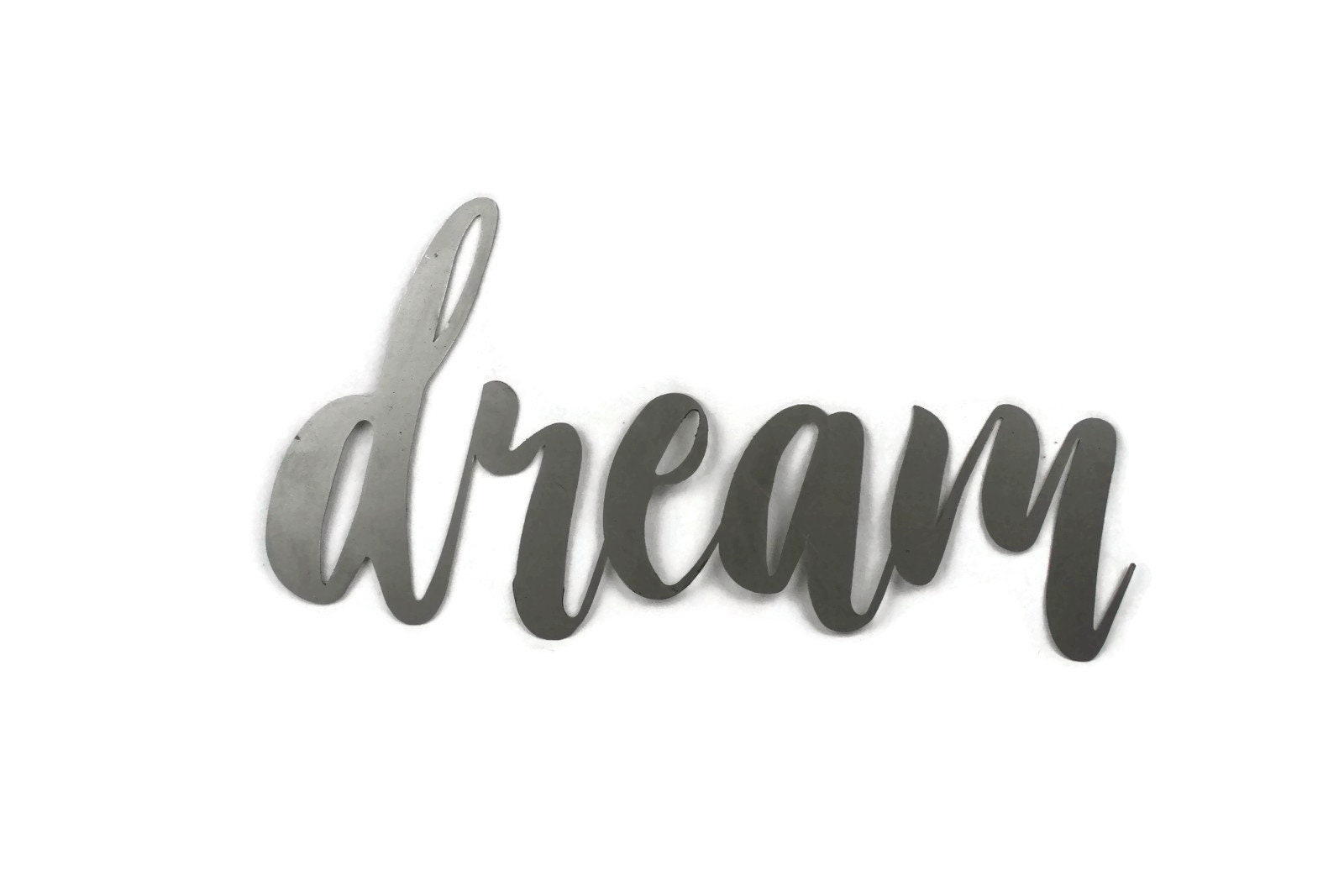 dream script, dream metal sign, metal word art, new baby nursery wall