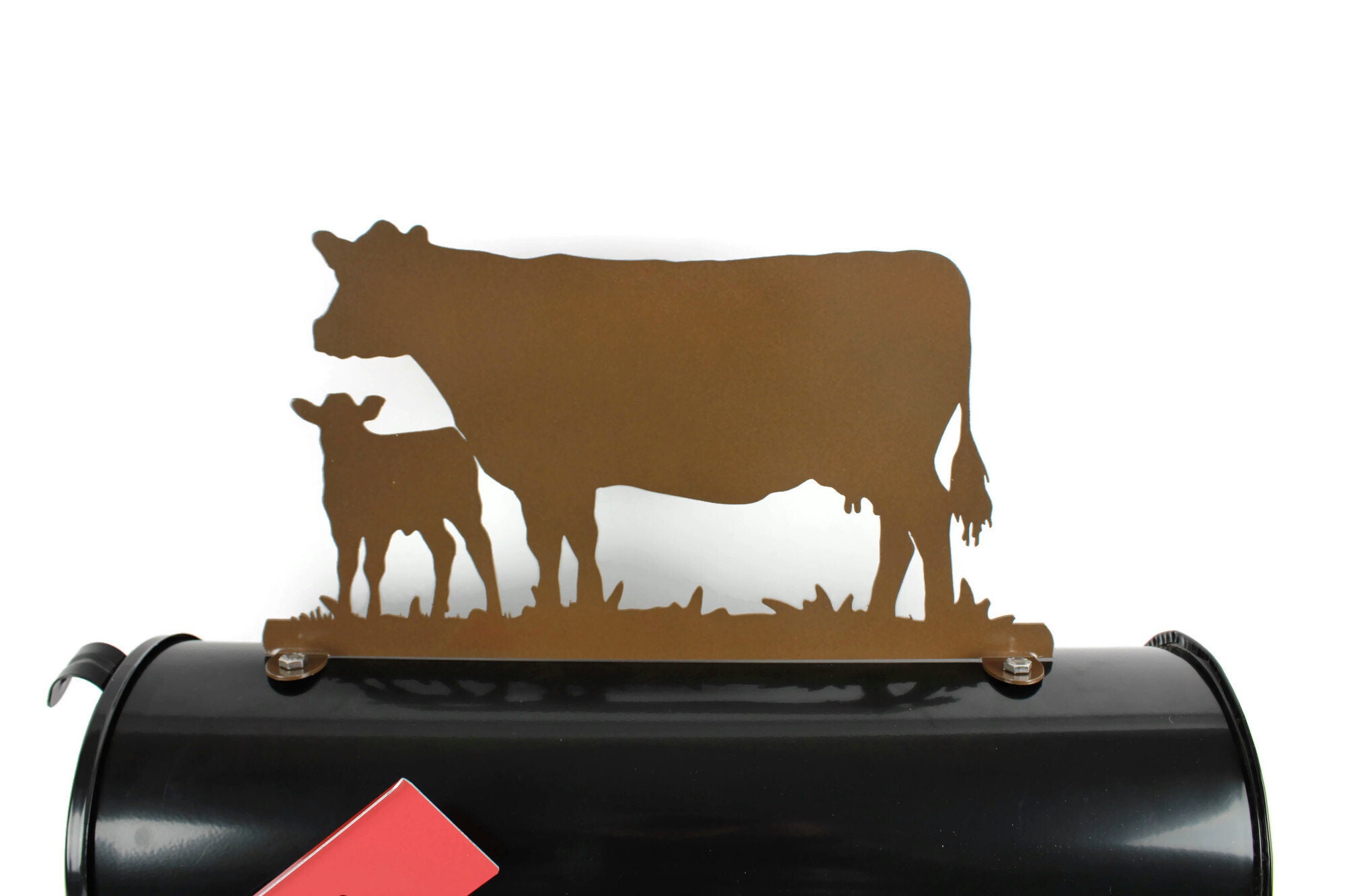 Cow Mail Box Topper Hand Made Metal Cow Mailbox Topper Sign 
