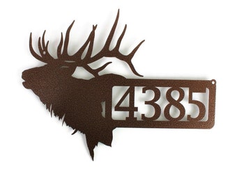 Elk House Number Address Name Metal Sign 17.5x12 Inches