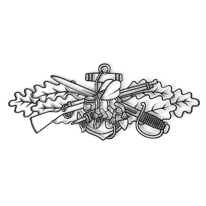 US Navy Seabee Service Pin Powder Coated Metal Wall Art 22 Inches Wide - Officially Licensed Seller