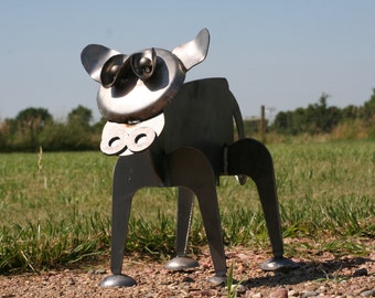 Steel Cow Welded Sculpture Yard Art 19 Inches Tall