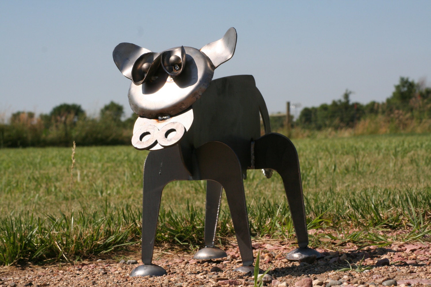 Metal Cow Sculpture, Standing Steel Cow Yard Art, Farmhouse Landscape