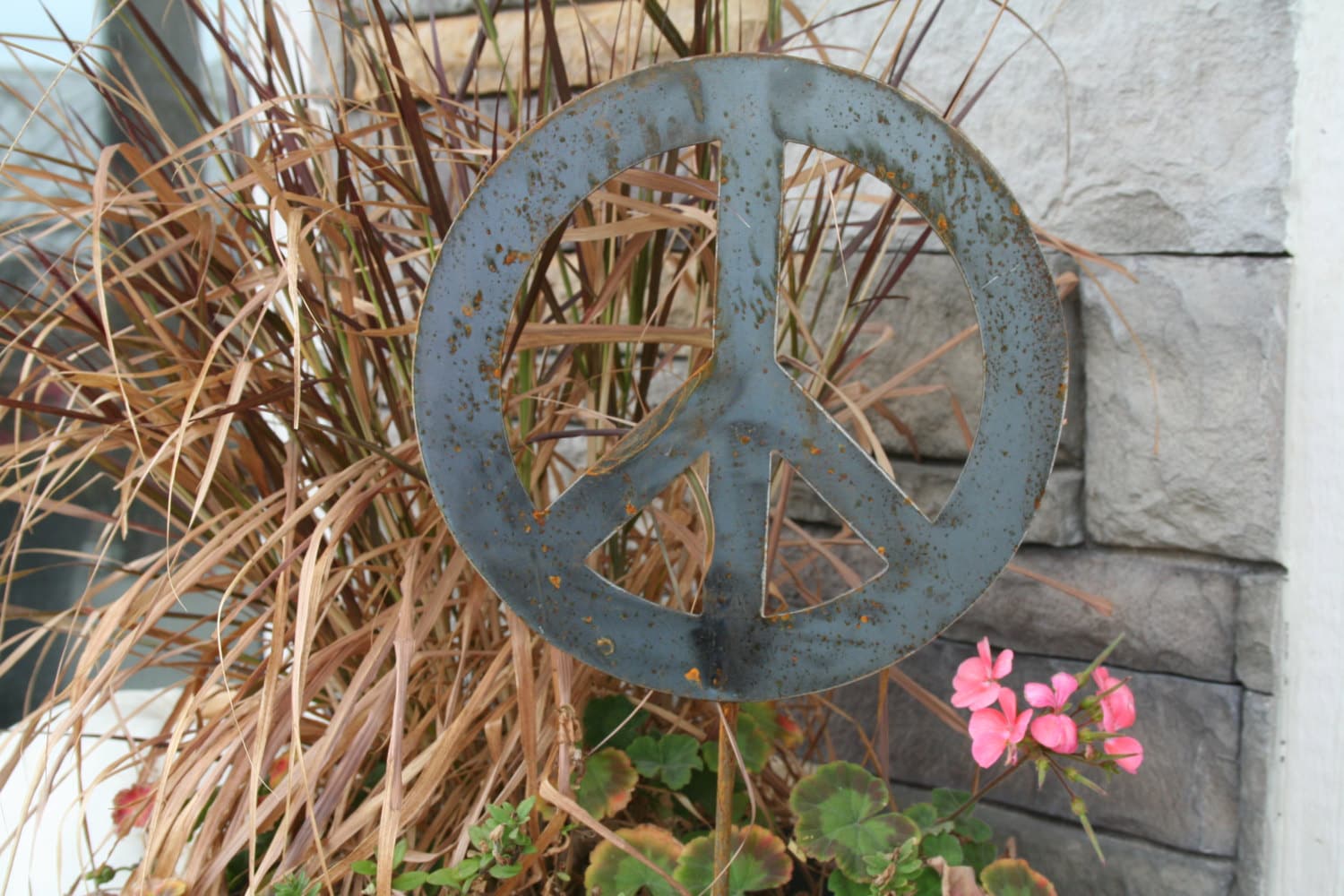 Metal Peace Sign Garden Stake, yard sign, peace sign, peace stake