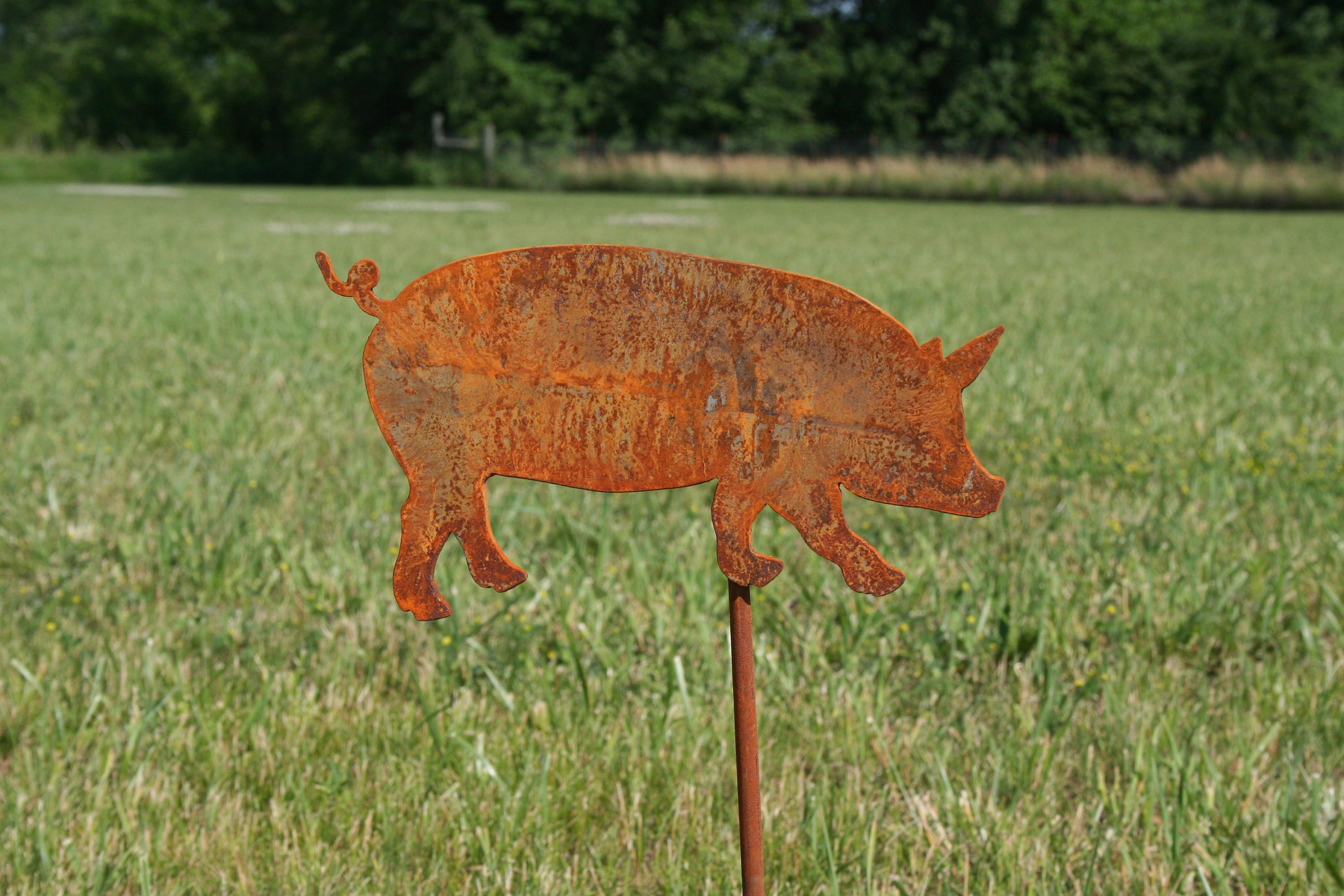 Metal Pig Garden Stake, Pig Garden Art, Hog Farm, Pig Yard Stake, Swine Garden Stake, pig