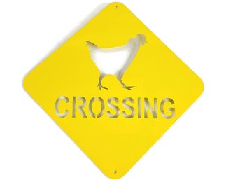 Metal Chicken Crossing Sign for Chicken Coop 12 Inches Tall Powder Coated