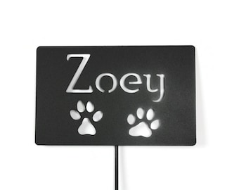 Customizable Metal Pet Memorial Stake with Paw Prints 20 to 48 Inches Tall