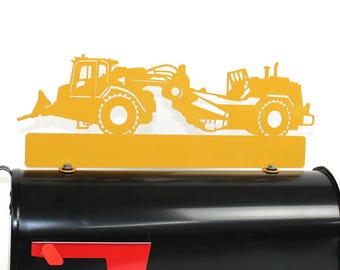 Customized Wheel Loader Scraper Metal Mailbox Topper 18 Inches Wide - Does Not Include a Mailbox