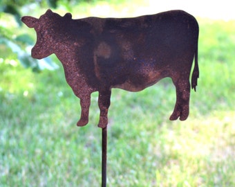 Cow Metal Yard Stake 21 Inches Tall