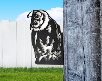 Peek a Boo Owl Metal Art 12 Inches Tall