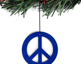 Metal Peace Sign Ornament 3" wide