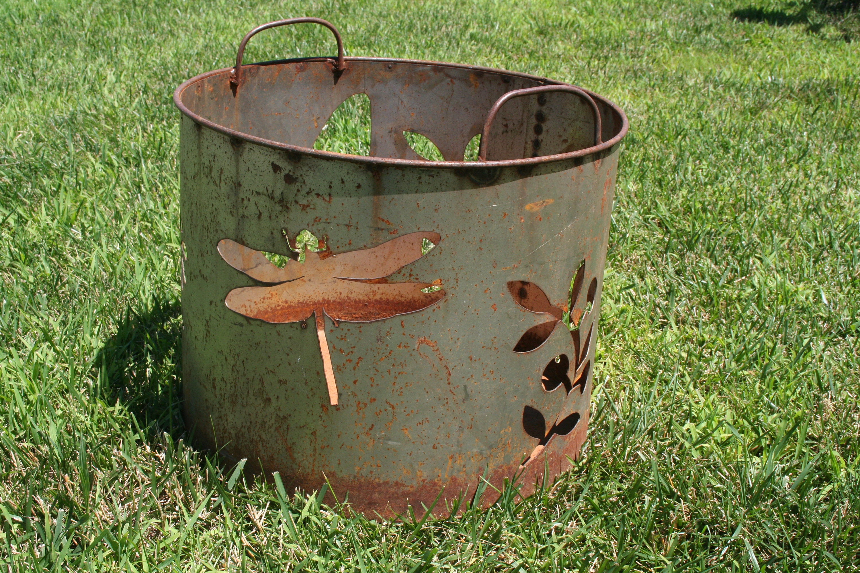 Rustic Metal Bin Flower Planter Metal Planter Box Storage Bin Display Bucket Tote Metal Tote Firewood Storage Wood Bin Fire Ring