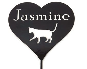 Metal Heart Pet Memorial Garden Stake: Rustic Cat Grave Marker