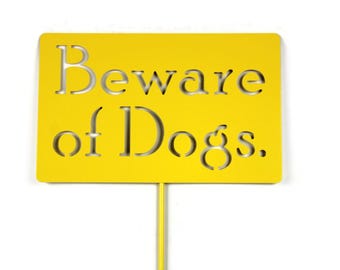 Beware of Dogs Metal Garden Stake Warning Sign 20 to 48 Inches Tall