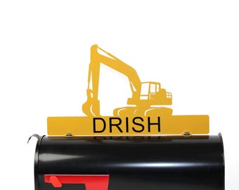 Excavator Personalized Metal Mailbox Topper 17 Inches Wide - Does Not Include a Mailbox