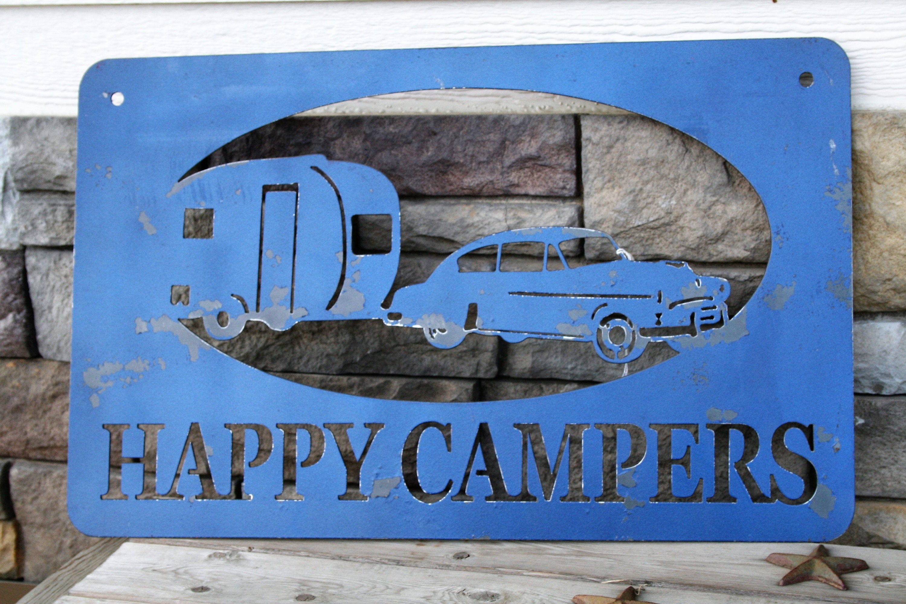 Happy Campers Metal Sign, campground sign, camping signs, camping sign
