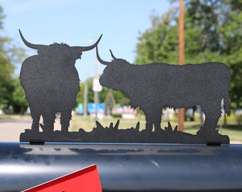 Highland Cattle Metal Mailbox Topper 7.75 Inches Tall - Does Not Include a Mailbox