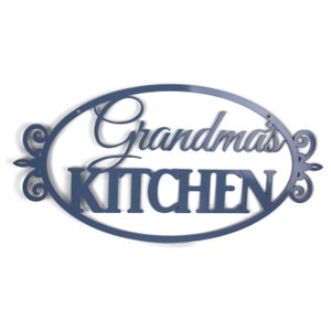 Grandma's Kitchen Metal Sign 20 Inches Wide Periwinkle