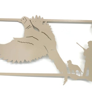 South Dakota Pheasant Hunting Metal Wall Art Sign 22 Inches Wide Cream