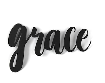 grace Metal Script Word Sign 10.25 to 12 Inches Wide