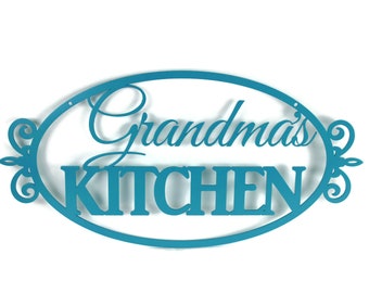 Grandma's Kitchen Floral Pattern Metal Sign 20 Inches Wide Powder Coated Steel