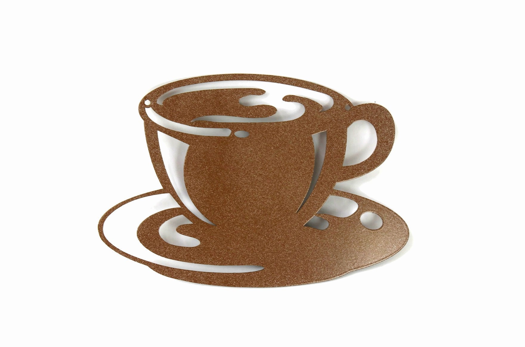 Coffee Cup Metal Wall Art Kitchen Decor 5.8x8.5 Inches Powder Coated