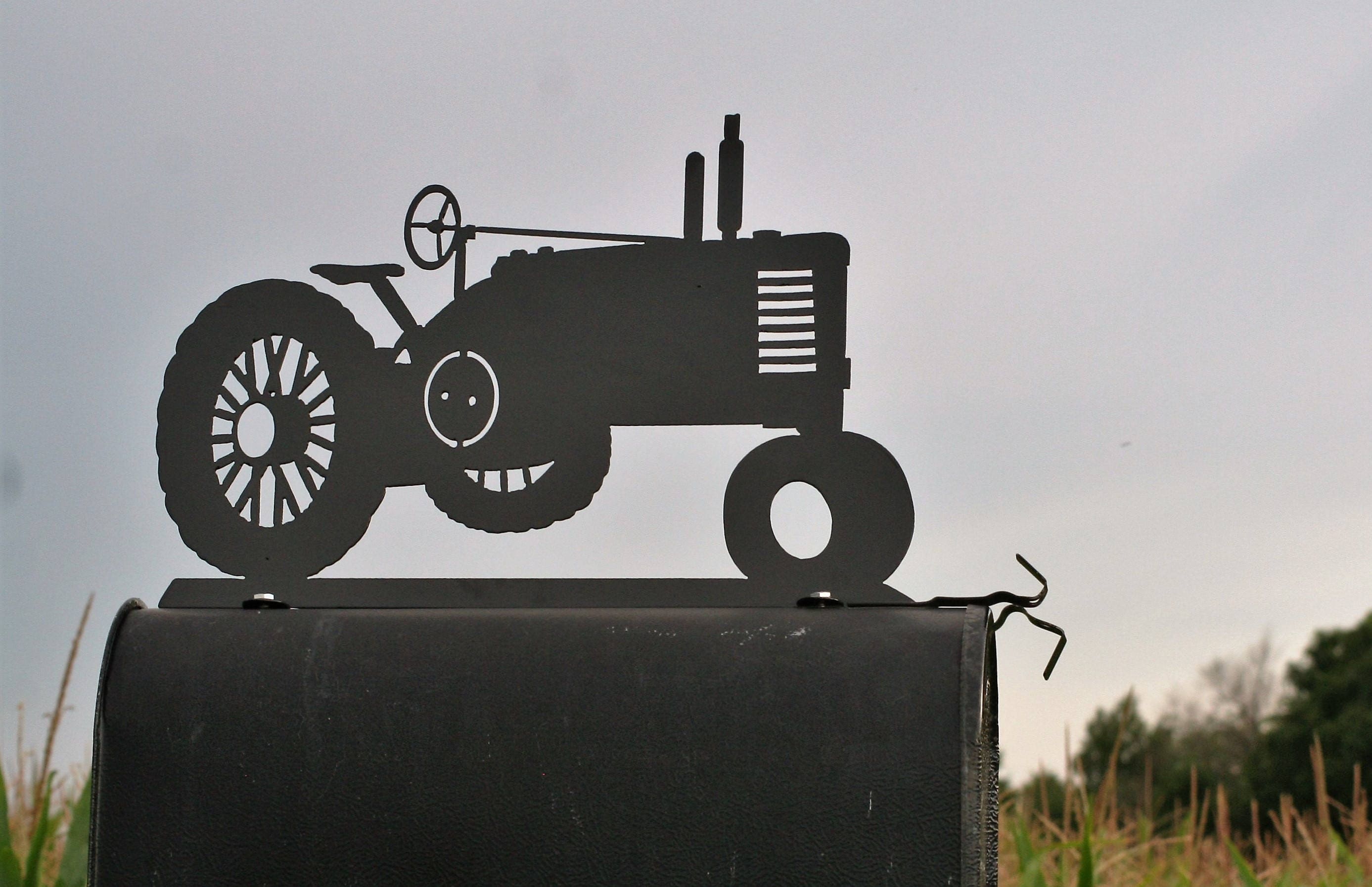 Vintage Tractor Mailbox Topper, Metal Tractor Mailbox Top, farm tractor