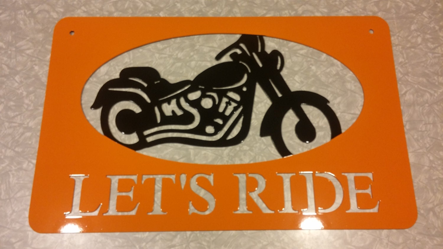 Metal Motorcycle LET'S RIDE Sign 22 wide indoor or outdoor