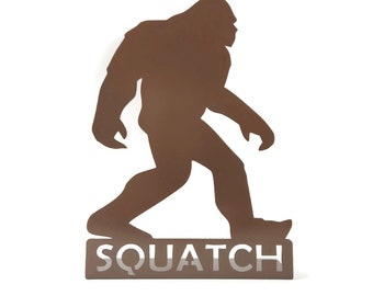Squatch Bigfoot Free Standing Metal Sign 13 Inches Tall