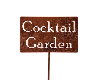 Cocktail Garden Metal Garden Stake Sign 21 to 33 Inches Tall