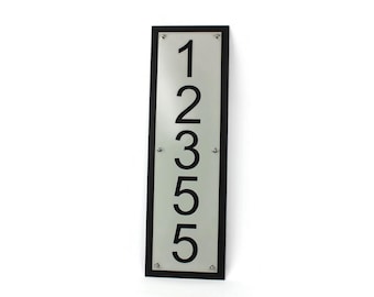 Vertical Metal Name or Address Custom Outdoor Sign 10x25" up to 15x24" Futura