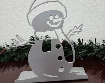 Metal Snowman Stand Magnet Sign Board Photo Holder 7.8 Inches Tall