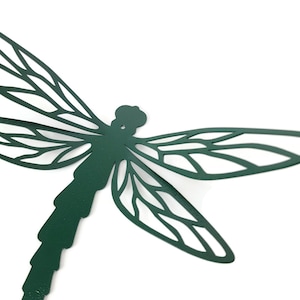 Dragonfly Metal Wall Art - 5.75 to 23.5 Inches Tall Hammered Dark Green