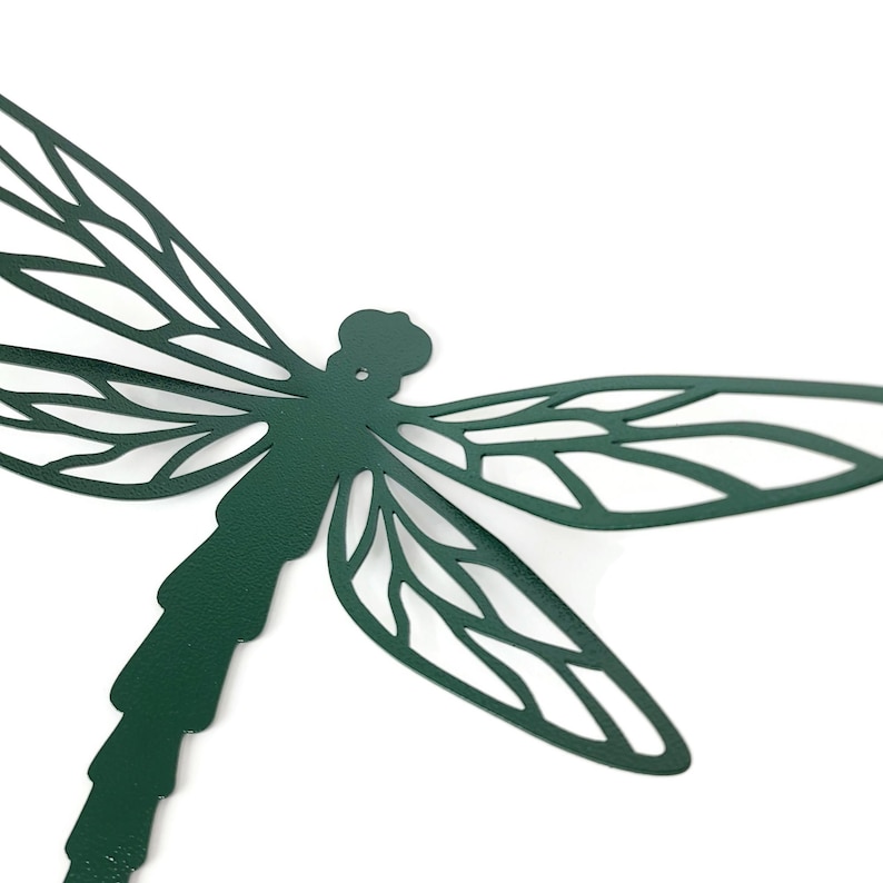 Dragonfly Metal Wall Art - 5.75 to 23.5 Inches Tall Hammered Dark Green