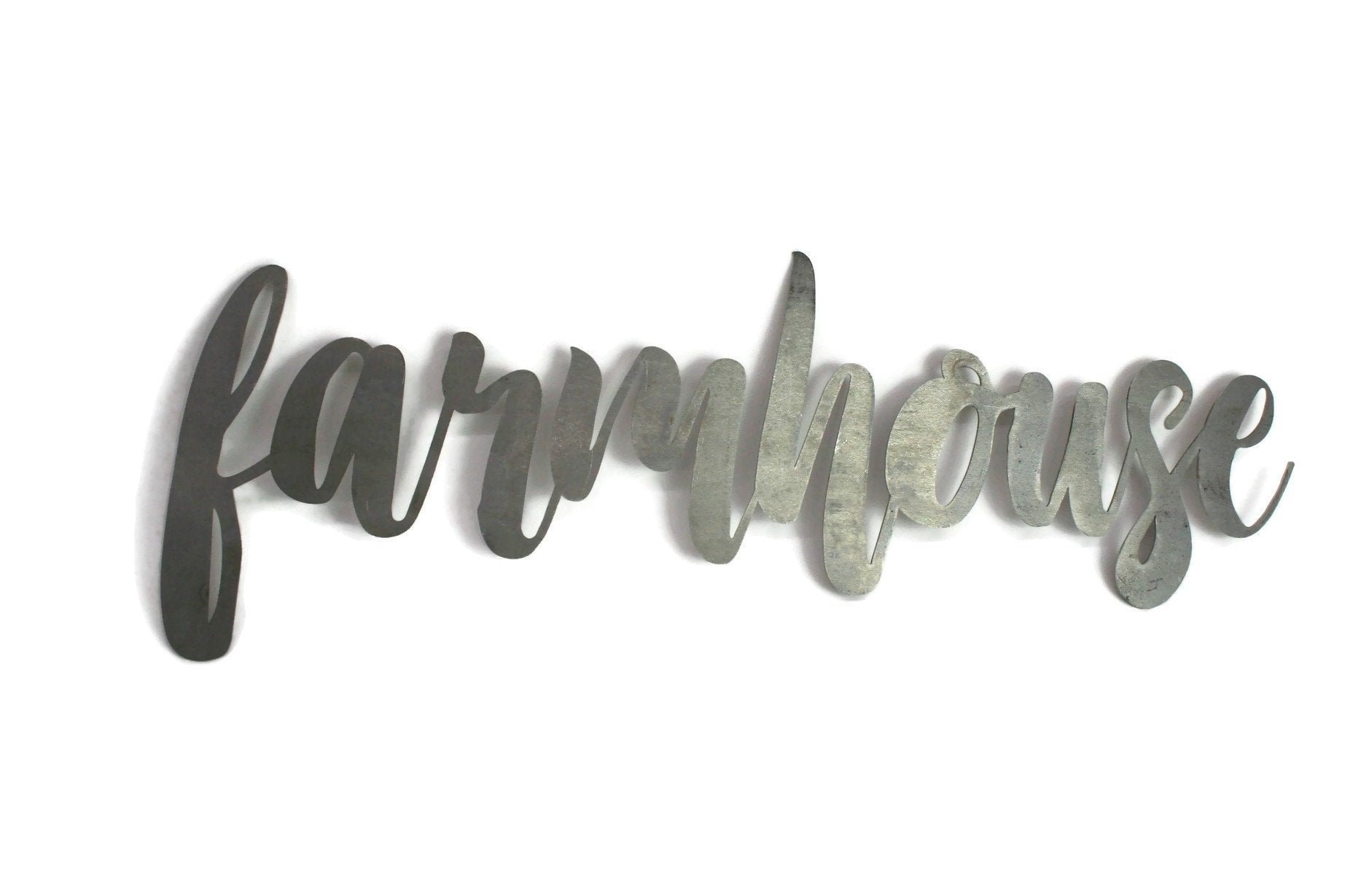 farmhouse script, farmhouse metal sign, metal word art, steel word art