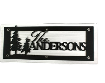 Metal Name Sign for Home, Cabin or Lake 10x25 Inches