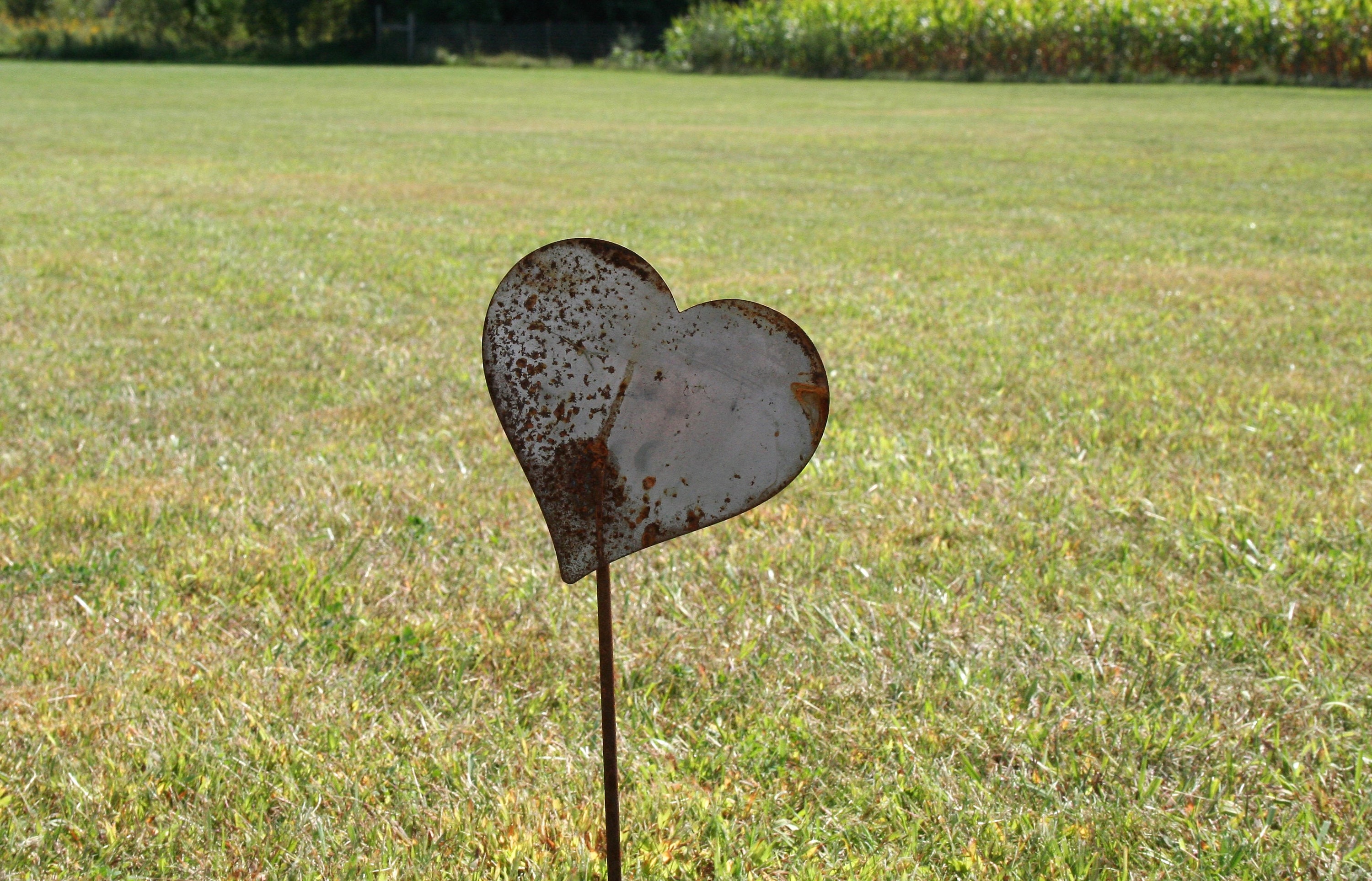 Metal Heart Garden Stake, Valentine heart, heart yard sign, rustic