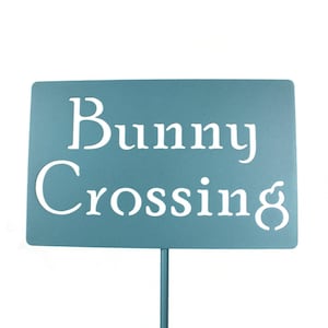 Bunny Crossing Metal Garden Stake Sign 20 to 48 Inches Tall