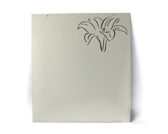 Metal Message Magnet Board Wall Sign with Lily Flower 18 to 24 Inches Wide