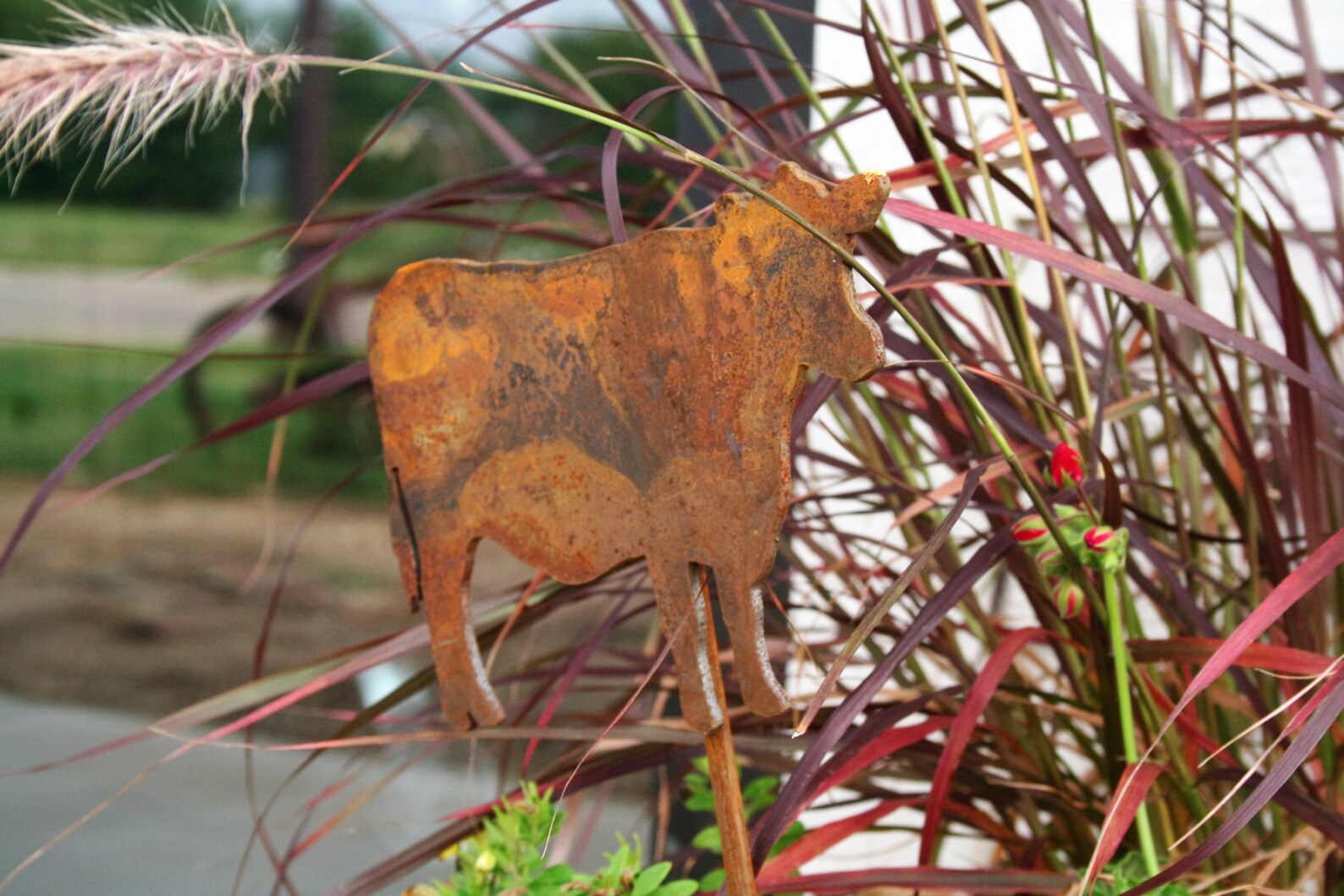 Cow Rustic Metal Yard Stake Sign 21 Inches Tall Etsy